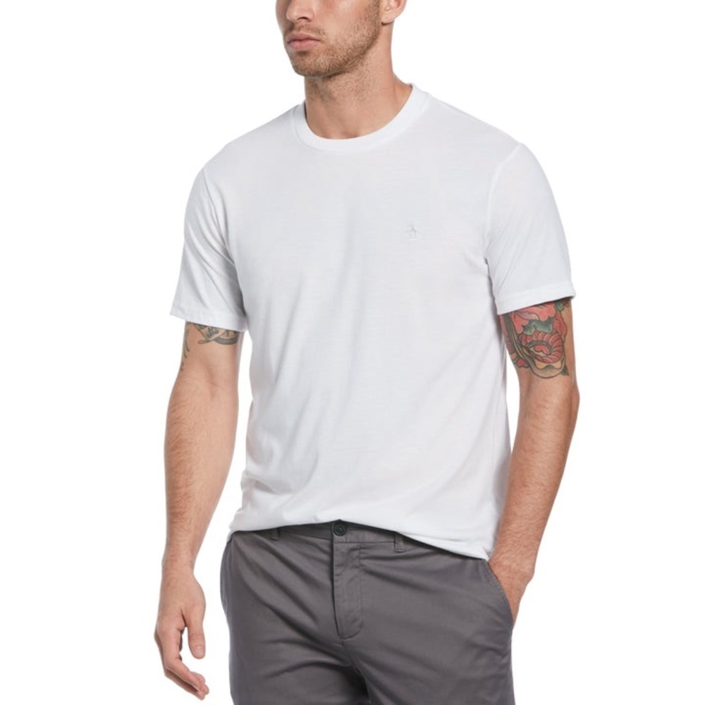 Penguin by Munsingwear Classic Fit 100% Cotton White Crew Neck Tee Size Large